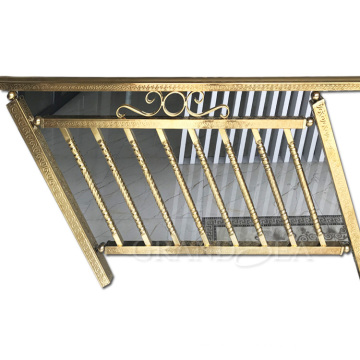 Golden colored decorative grill design 304 security stainless steel material Handrail for escalator railing